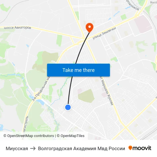 Миусская to Волгоградская Академия Мвд России map