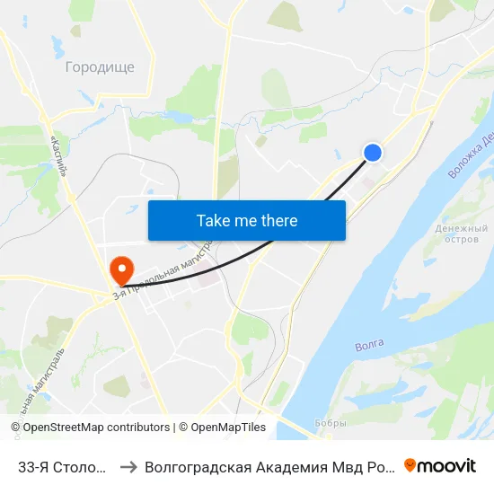33-Я Столовая to Волгоградская Академия Мвд России map