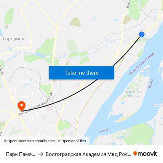 Парк Памяти to Волгоградская Академия Мвд России map