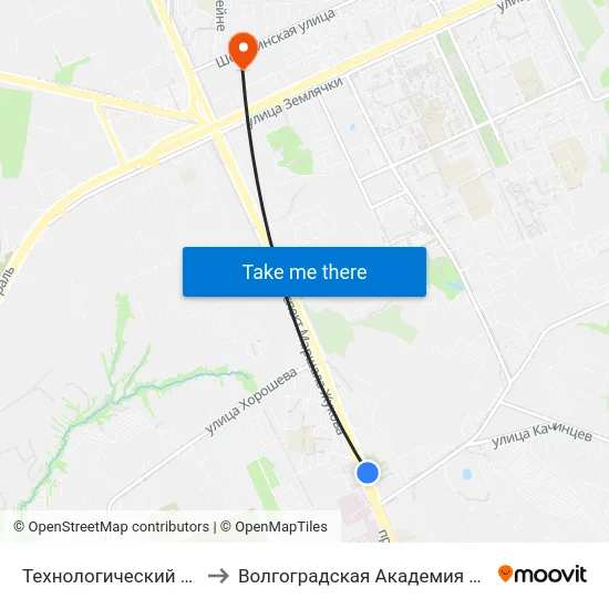 Технологический Колледж to Волгоградская Академия Мвд России map