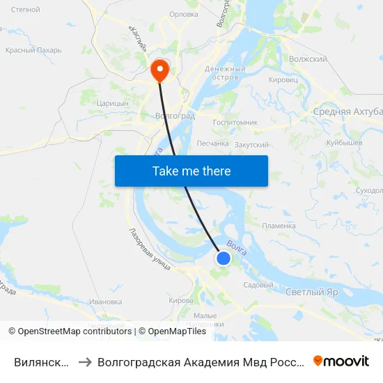 Вилянская to Волгоградская Академия Мвд России map