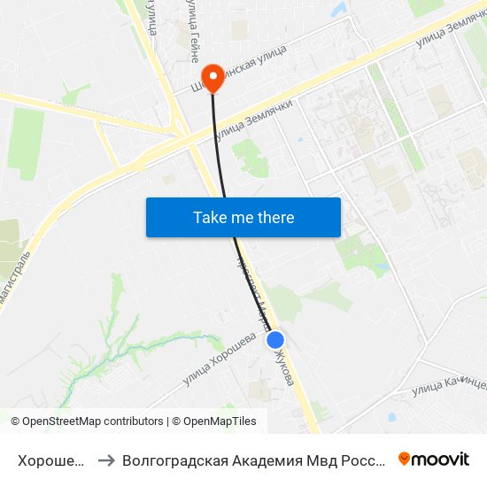 Хорошева to Волгоградская Академия Мвд России map