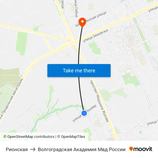 Рионская to Волгоградская Академия Мвд России map