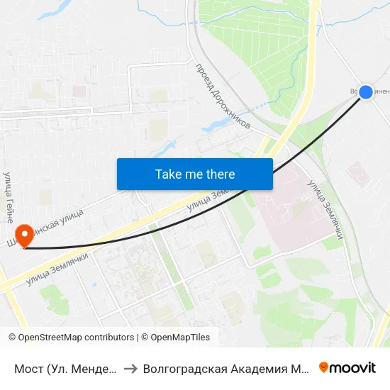 Мост (Ул. Менделеева) to Волгоградская Академия Мвд России map