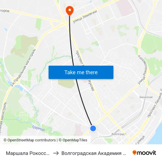 Маршала Рокоссовского to Волгоградская Академия Мвд России map
