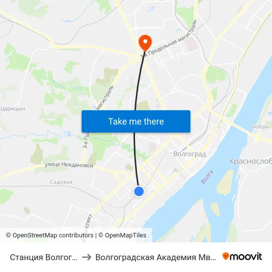 Станция Волгоград-2 to Волгоградская Академия Мвд России map