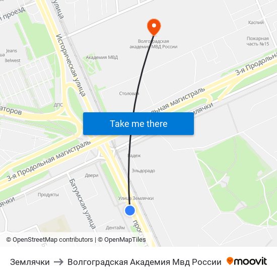 Землячки to Волгоградская Академия Мвд России map