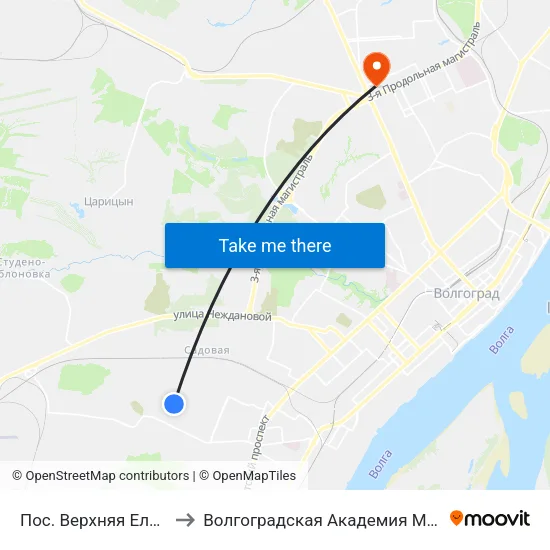 Пос. Верхняя Ельшанка to Волгоградская Академия Мвд России map