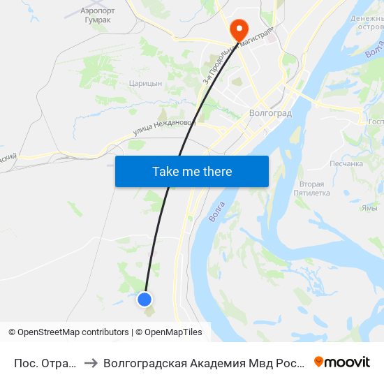 Пос. Отрада to Волгоградская Академия Мвд России map