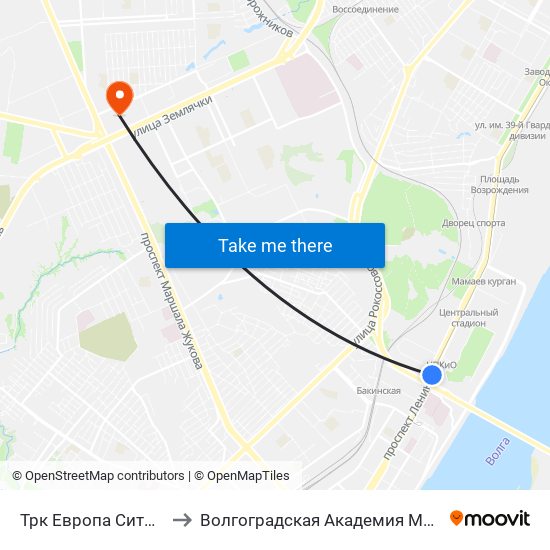 Трк Европа Сити Молл to Волгоградская Академия Мвд России map