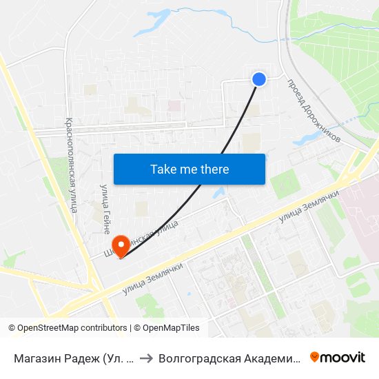 Магазин Радеж (Ул. Танкистов) to Волгоградская Академия Мвд России map