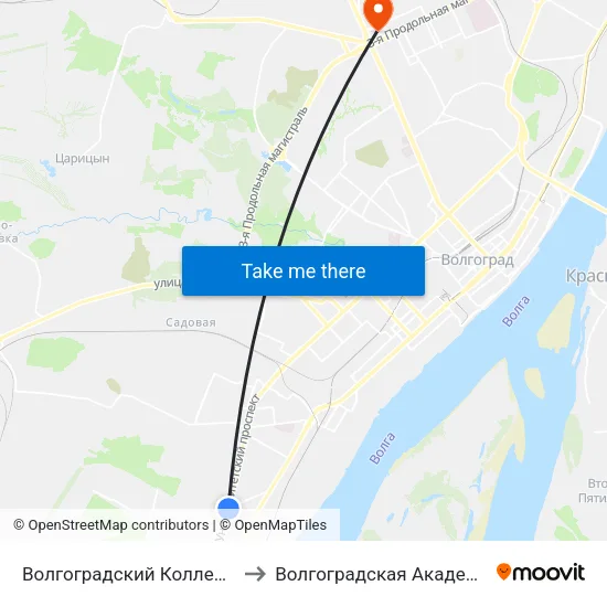 Волгоградский Колледж Нефти И Газа to Волгоградская Академия Мвд России map