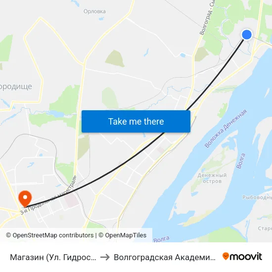 Магазин (Ул. Гидростроителей) to Волгоградская Академия Мвд России map