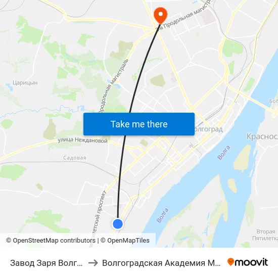 Завод Заря Волгограда to Волгоградская Академия Мвд России map