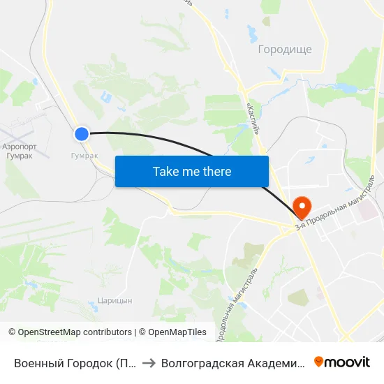 Военный Городок (Пос. Гумрак) to Волгоградская Академия Мвд России map