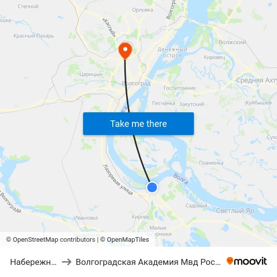 Набережная to Волгоградская Академия Мвд России map
