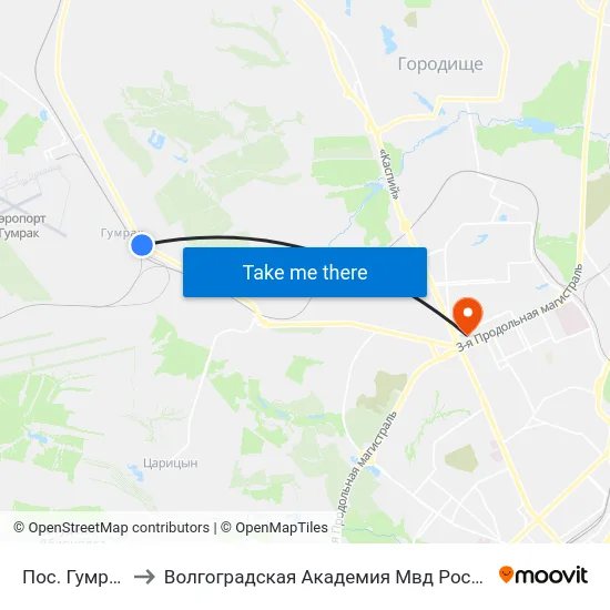 Пос. Гумрак to Волгоградская Академия Мвд России map