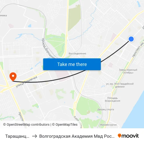 Таращанцев to Волгоградская Академия Мвд России map