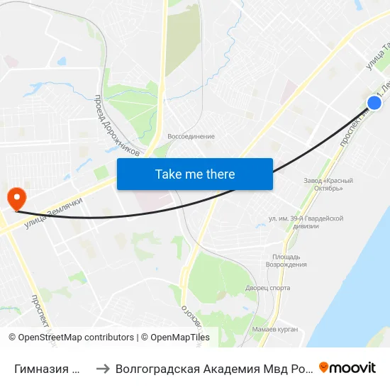 Гимназия №14 to Волгоградская Академия Мвд России map