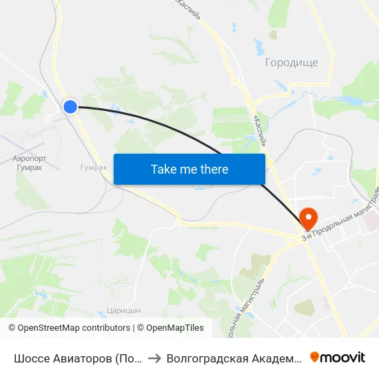 Шоссе Авиаторов (По Требованию) to Волгоградская Академия Мвд России map