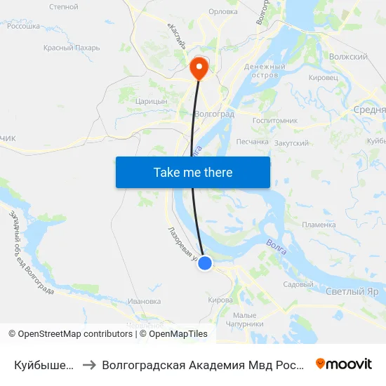 Куйбышева to Волгоградская Академия Мвд России map