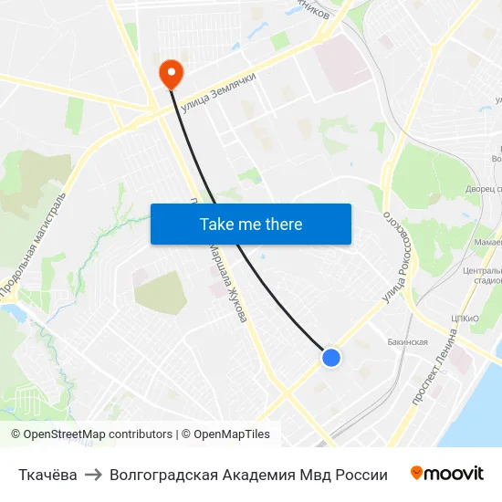 Ткачёва to Волгоградская Академия Мвд России map