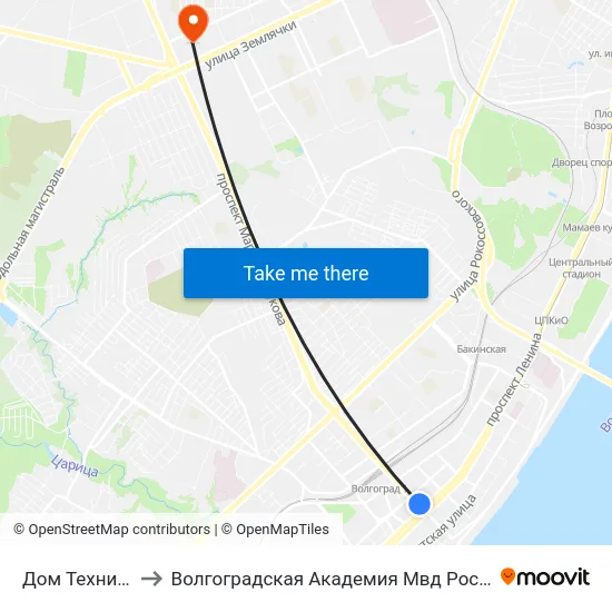 Дом Техники to Волгоградская Академия Мвд России map