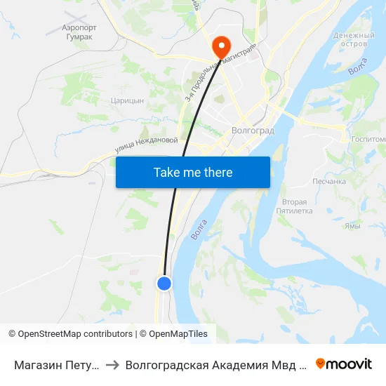 Магазин Петушок to Волгоградская Академия Мвд России map