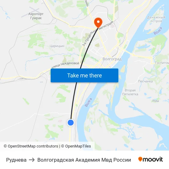 Руднева to Волгоградская Академия Мвд России map