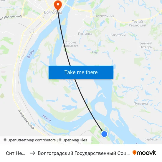 Снт Нефтяник (А) to Волгоградский Государственный Социально-Педагогический Университет map