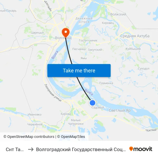 Снт Татьянка (А) to Волгоградский Государственный Социально-Педагогический Университет map