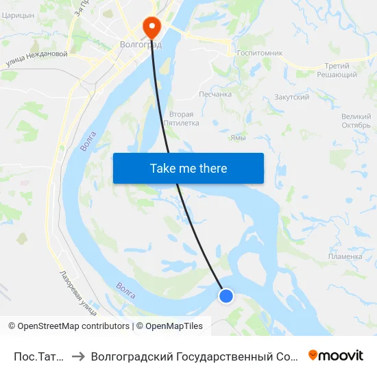Пос.Татьянка-1 (А) to Волгоградский Государственный Социально-Педагогический Университет map