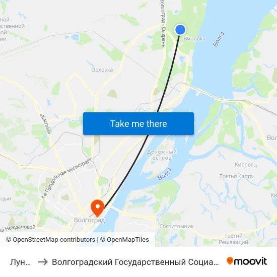 Лунная (Б) to Волгоградский Государственный Социально-Педагогический Университет map