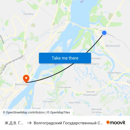Ж.Д.В. Г.Волжский (А) to Волгоградский Государственный Социально-Педагогический Университет map
