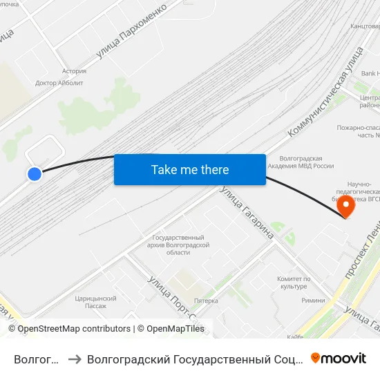 Волгоград Ав (А) to Волгоградский Государственный Социально-Педагогический Университет map