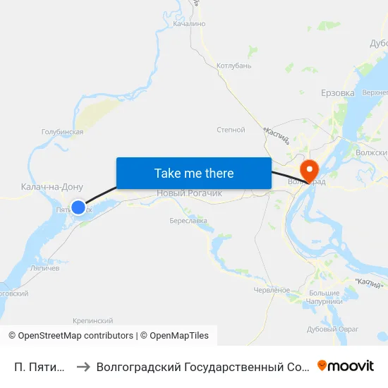 П. Пятиморск Тр (Б) to Волгоградский Государственный Социально-Педагогический Университет map