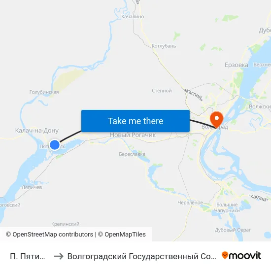 П. Пятиморск Тр (А) to Волгоградский Государственный Социально-Педагогический Университет map
