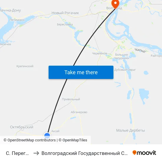 С. Перегрузное Тр (Б) to Волгоградский Государственный Социально-Педагогический Университет map