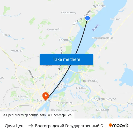 Дачи Центральные (Б) to Волгоградский Государственный Социально-Педагогический Университет map