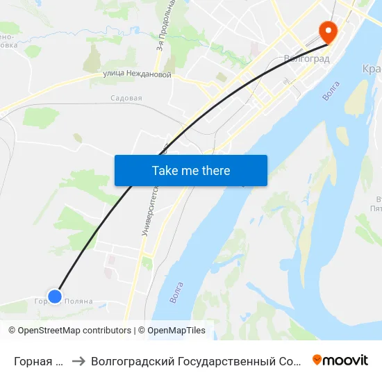 Горная Поляна (А) to Волгоградский Государственный Социально-Педагогический Университет map