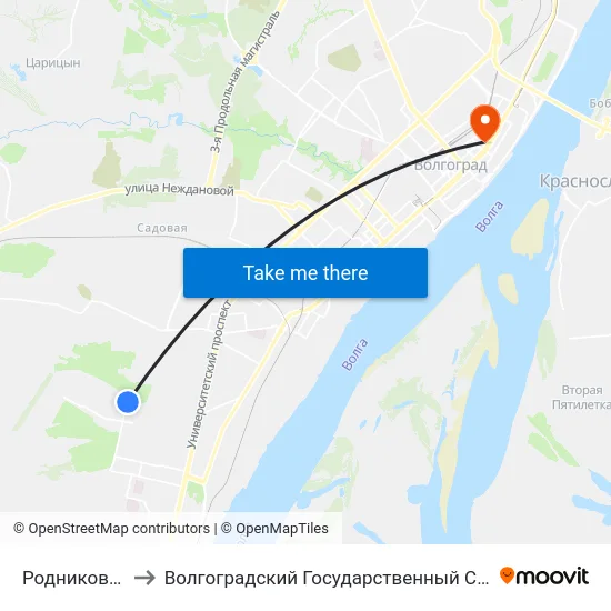 Родниковая Долина (Б) to Волгоградский Государственный Социально-Педагогический Университет map