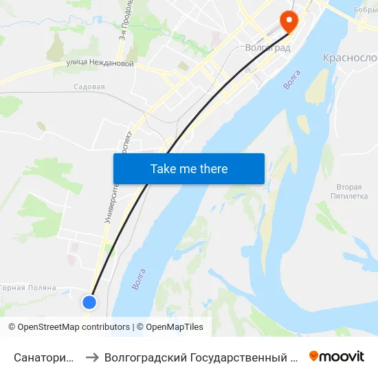 Санаторий Волгоград (Б) to Волгоградский Государственный Социально-Педагогический Университет map