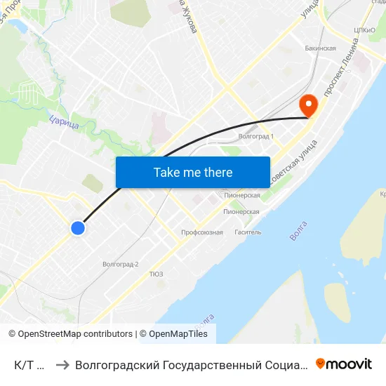 К/Т Мир (А) to Волгоградский Государственный Социально-Педагогический Университет map