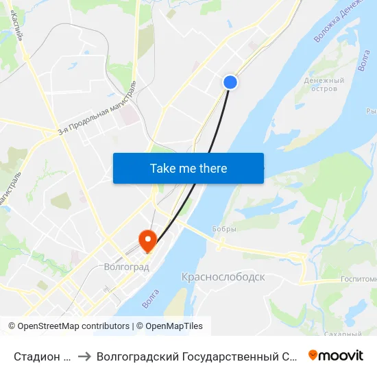 Стадион Монолит (Б) to Волгоградский Государственный Социально-Педагогический Университет map
