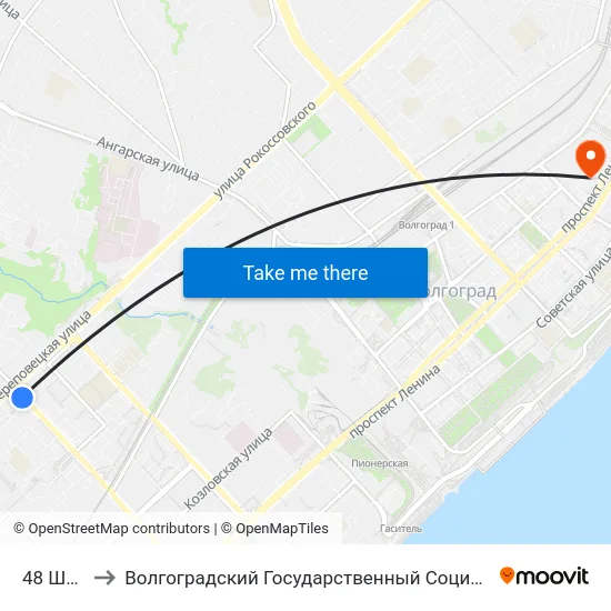 48 Школа (А) to Волгоградский Государственный Социально-Педагогический Университет map