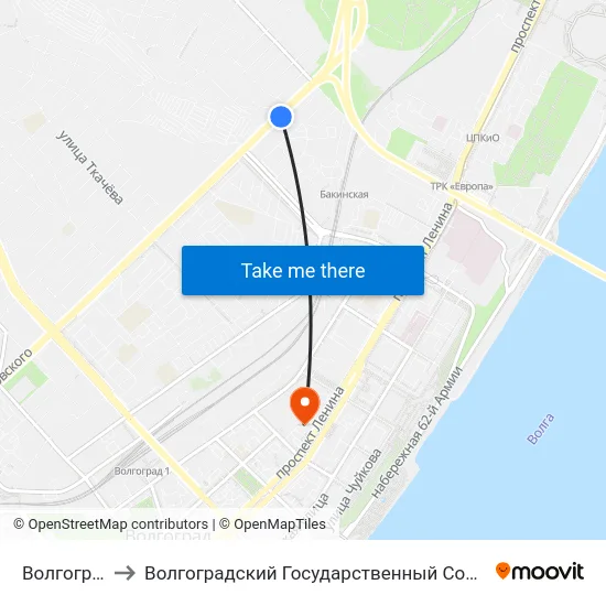 Волгоградсити (А) to Волгоградский Государственный Социально-Педагогический Университет map