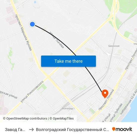 Завод Газоаппарат (А) to Волгоградский Государственный Социально-Педагогический Университет map