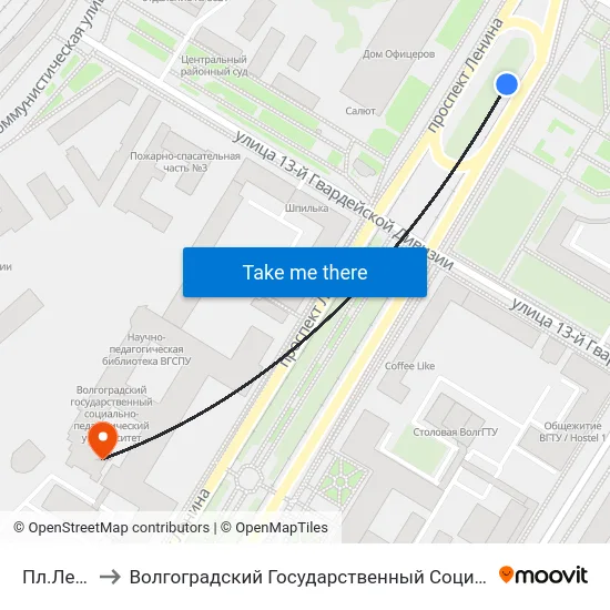 Пл.Ленина (А) to Волгоградский Государственный Социально-Педагогический Университет map