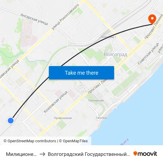 Милиционера Буханцева (Б) to Волгоградский Государственный Социально-Педагогический Университет map