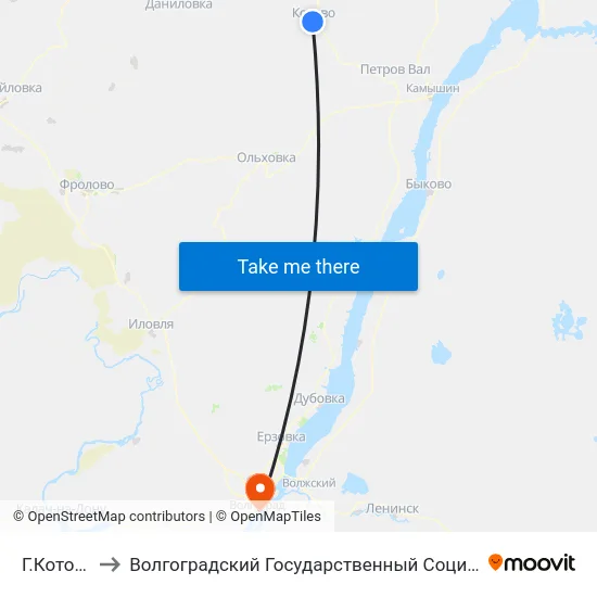 Г.Котово Ас (А) to Волгоградский Государственный Социально-Педагогический Университет map